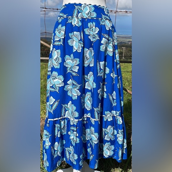 Anthropologie Maeve Alyssa MIDI Blue Floral Skirt 8 - Picture 6 of 16